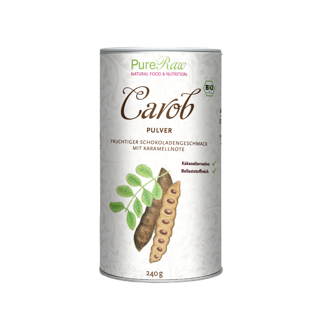 Frontansicht „PureRaw Carob Pulver“