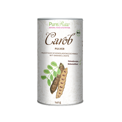 Frontansicht „PureRaw Carob Pulver“