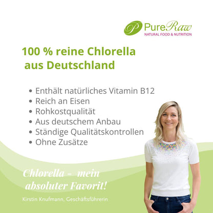 PureRaw Chlorella Presslinge aus deutscher Kultivierung mit Produktvorteilen