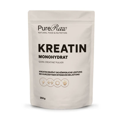 PureRaw Kreatin Monohydrat Pulver im 250-g-Standbeutel