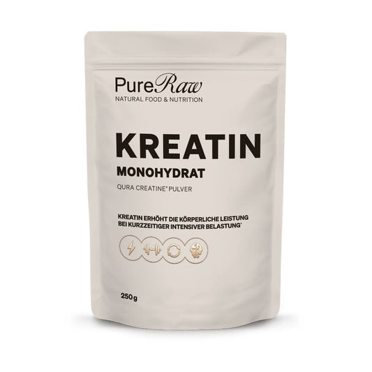 PureRaw Kreatin Monohydrat Pulver im 250-g-Standbeutel