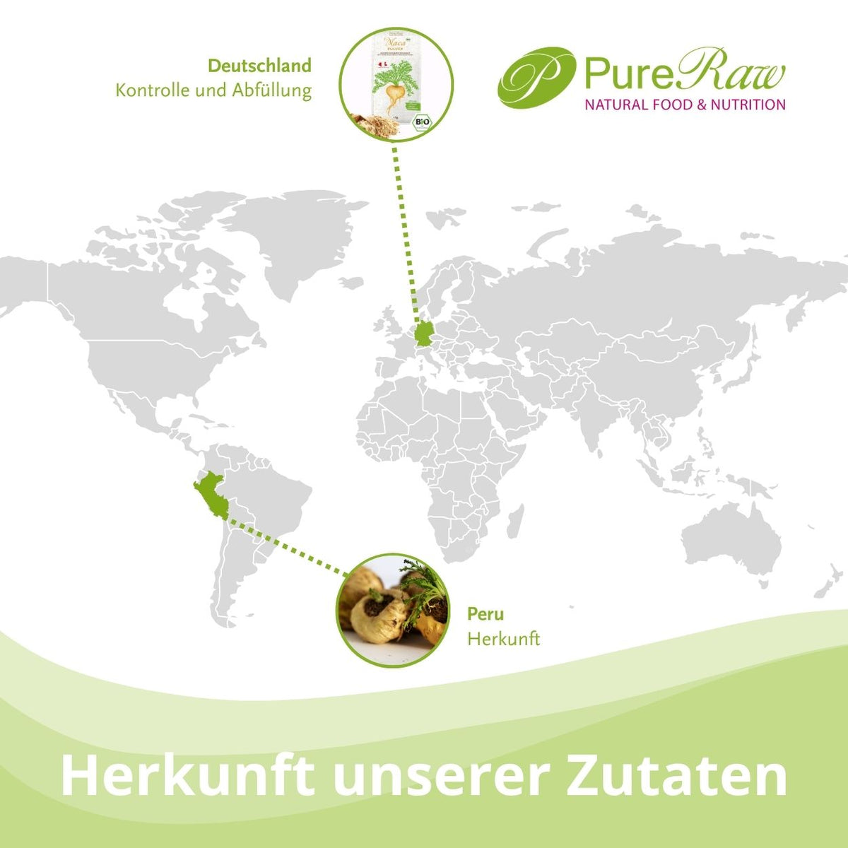 Herkunft der Zutaten des PureRaw Maca Pulvers aus Peru