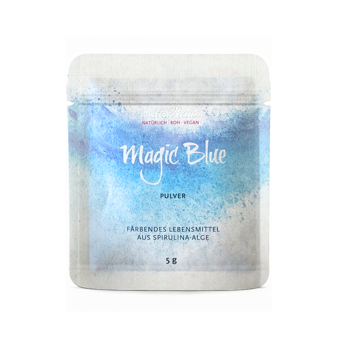 Magic Blue färbendes Lebensmittel Pulver aus Spirulina-Alge in 5-g-Portionspackung