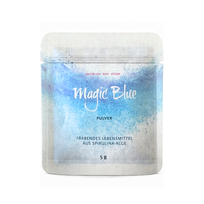 Magic Blue färbendes Lebensmittel Pulver aus Spirulina-Alge in 5-g-Portionspackung