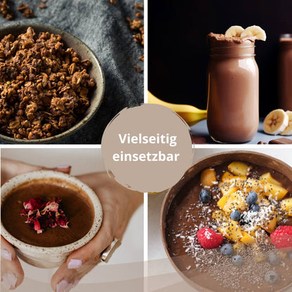 MaKao kann vielseitig eingesetzt werden, zB in Smoothies, Bowls, als Topping usw.