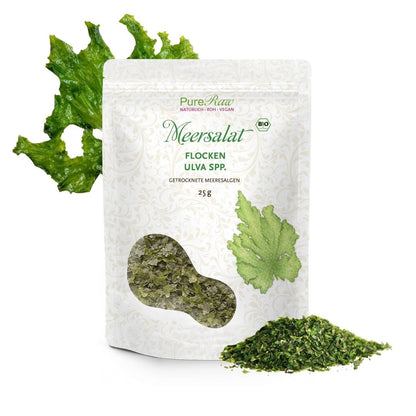 PureRaw Bio Meersalat Flocken mit frischer Ulva und getrockneten Algenflocken