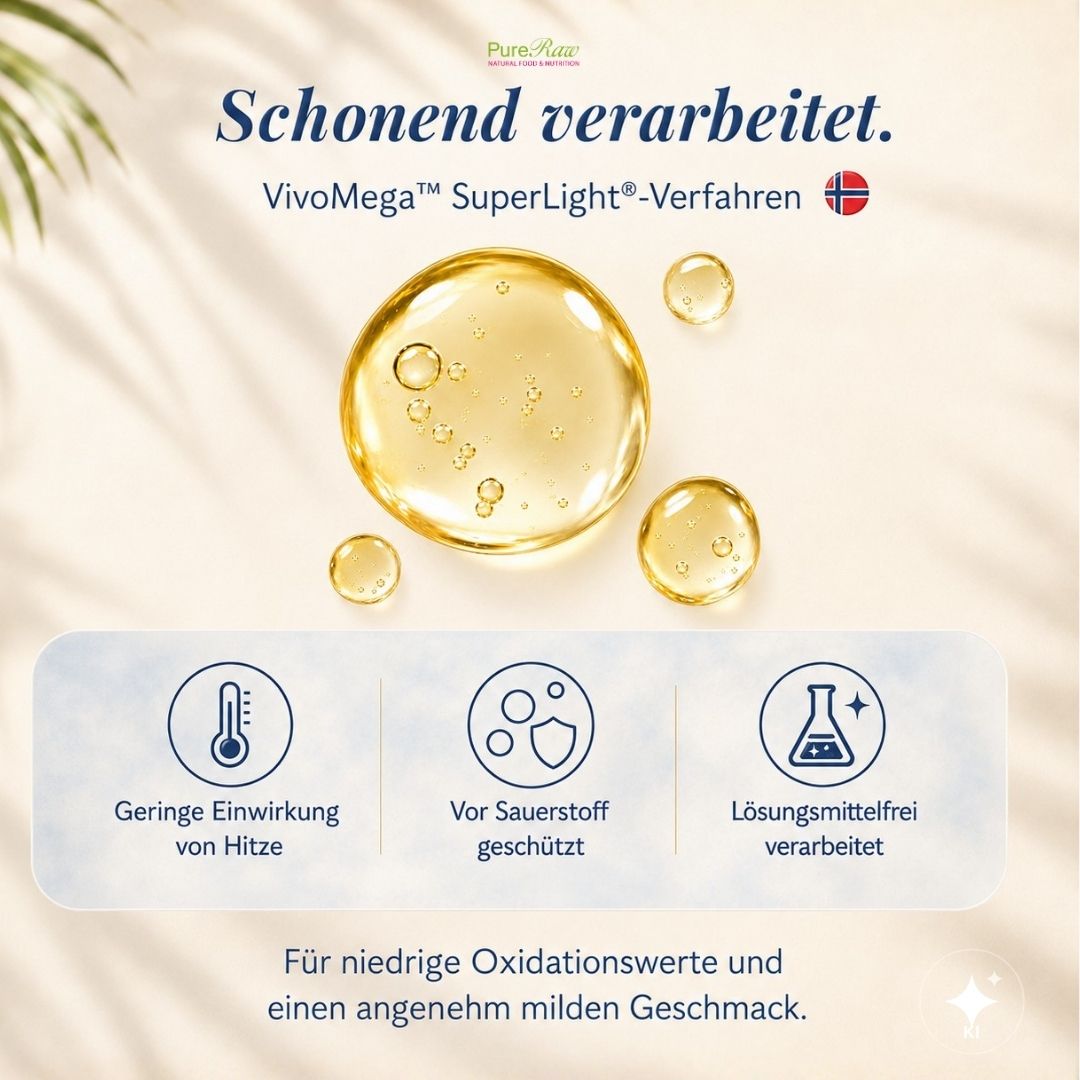 Schonende Verarbeitung des VivoMega Algenöls mit geringer Einwirkung von Hitze und Sauerstoff