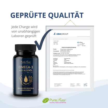 Untersuchungsbescheinigung für Omega-3 aus Algenöl