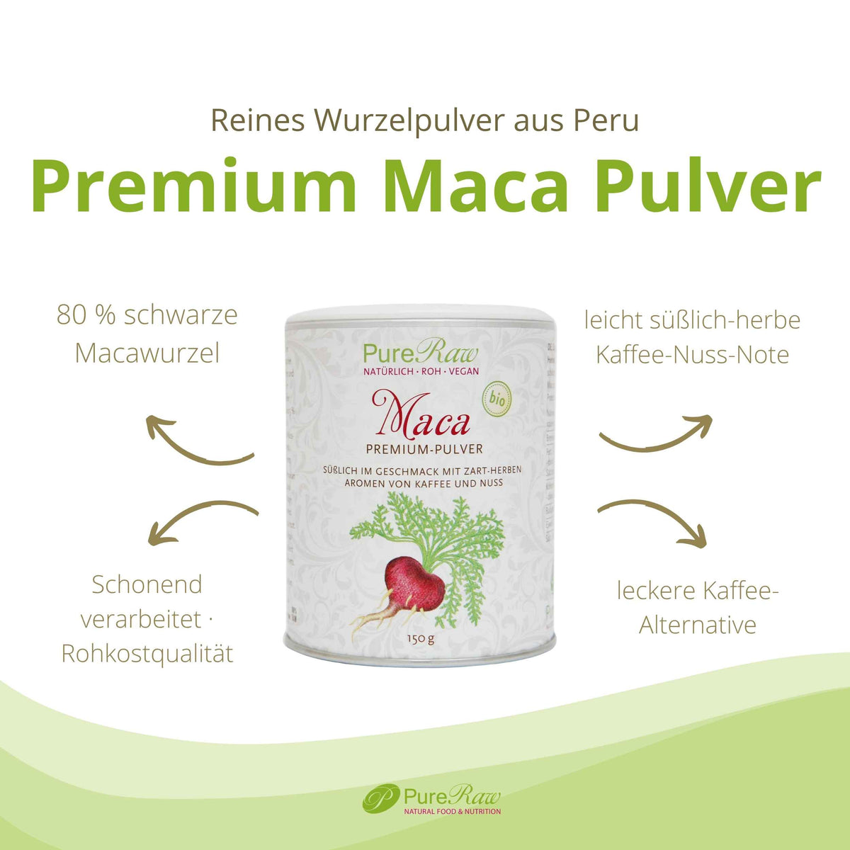 Maca Premium Pulver (Bio & Roh) 150 g