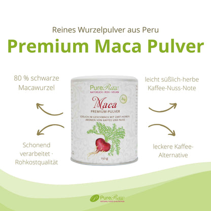 Maca Premium Pulver (Bio & Roh) 150 g