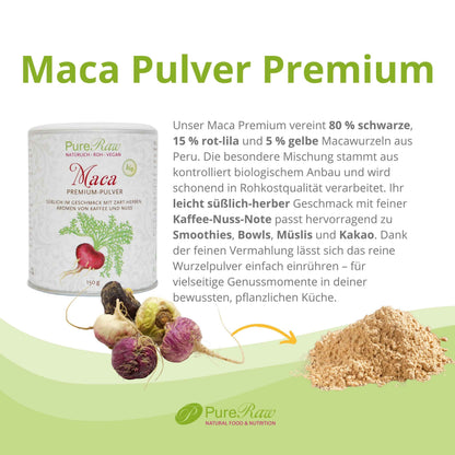 Maca Premium Pulver (Bio & Roh) 150 g