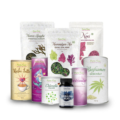 Neun pflanzliche PureRaw Lieblingsprodukte aus dem Carmen Hercegfi Familien Spezial Set