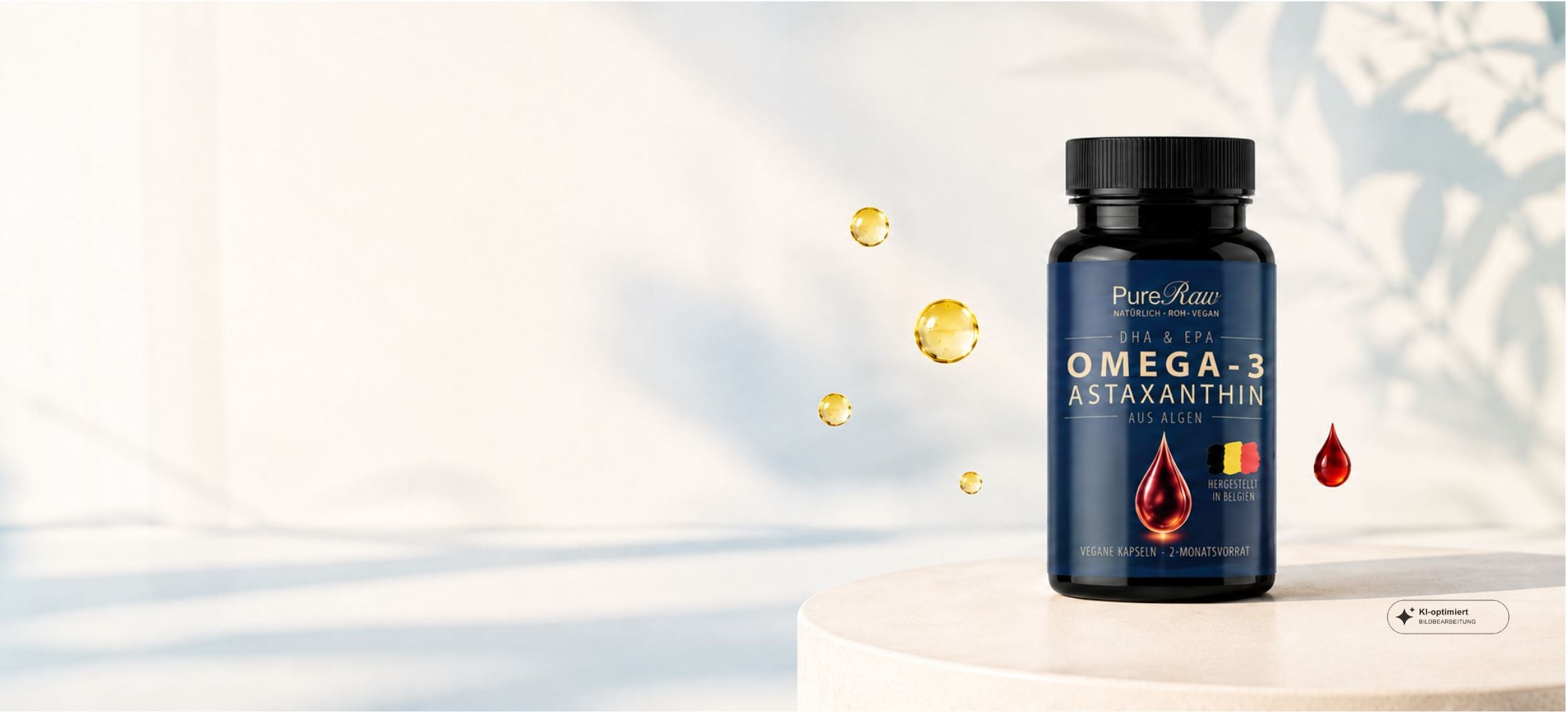 header PureRaw Neues Produkt Omega-3 und Astaxanthin aus Algen