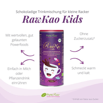 RawKao Kids Trinkmischung mit Bio-Powerfoods zum warmen oder kalten Genießen