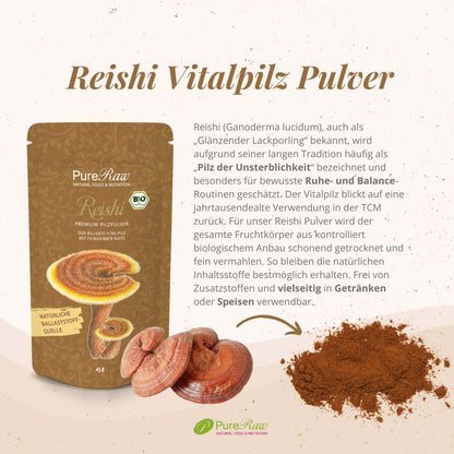 Reishi Pilz Pulver Premium (Ganoderma lucidum), (Bio) 45 g