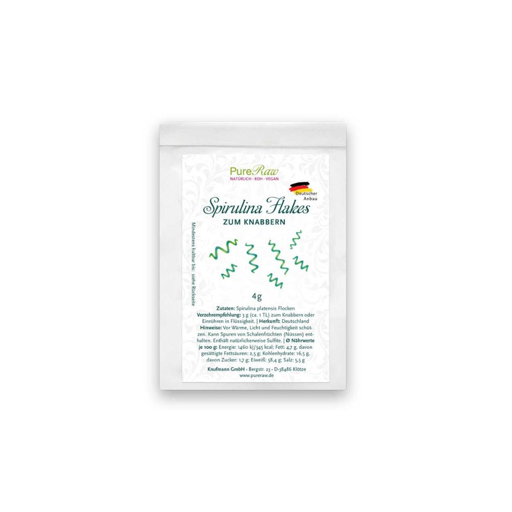 PureRaw Spirulina Flakes 4gr Probiergröße
