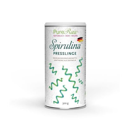 PureRaw Spirulina Presslinge aus Deutschland in der 300-g-Dose