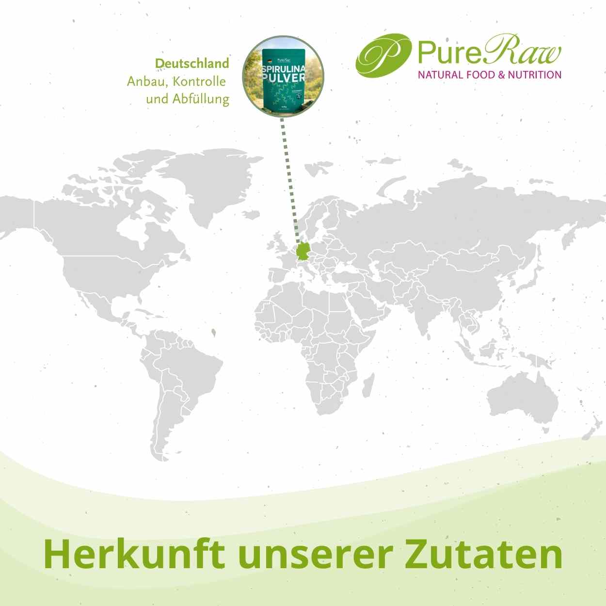 Herkunft der Zutaten für PureRaw Spirulina Pulver aus deutscher Produktion