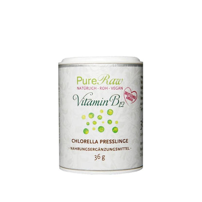 PureRaw Vitamin B12 Chlorella Presslinge aus deutschem Anbau, 36-g-Dose