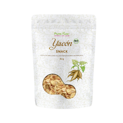 PureRaw Bio Yacon Snack aus peruanischer Yaconwurzel in der 80-g-Packung